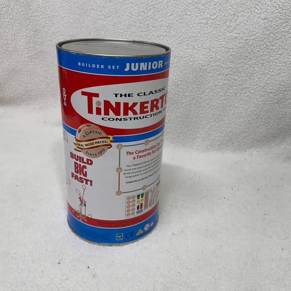 Tinkertoy Junior Builder Set Wooden Construction Toy Incomplete With Can